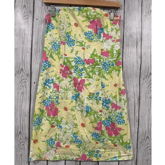 Lilly Pulitzer Strapless Franco Floral Mini Dress Cutout Back Tie Garden Party 6 - Picture 2 of 13